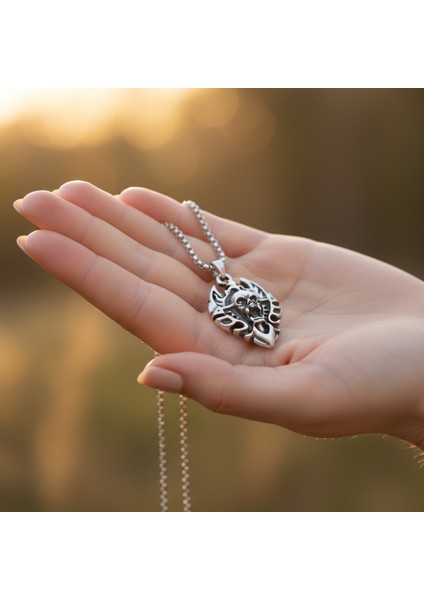 Diablo - Şeytan - Kalkan Gümüş Kaplama Örme Zincir Kolye fırsatları