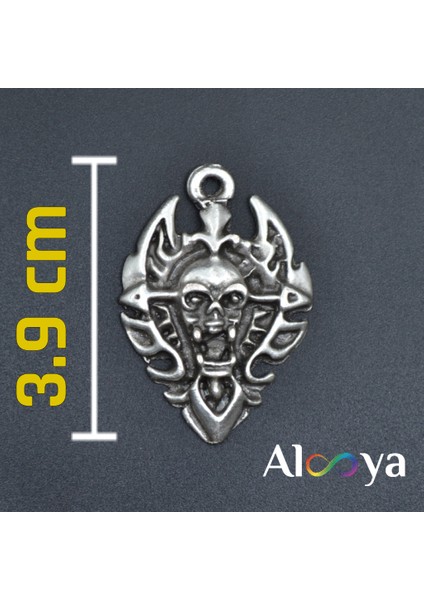 Diablo - Şeytan - Kalkan Gümüş Kaplama Örme Zincir Kolye indirimleri