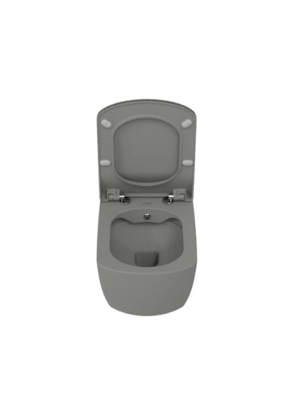 EG321 Elegant Rim-Off Kanalsız Duroplast Yavaş Kapanan Klozet Kapaklı Cool Grey Set