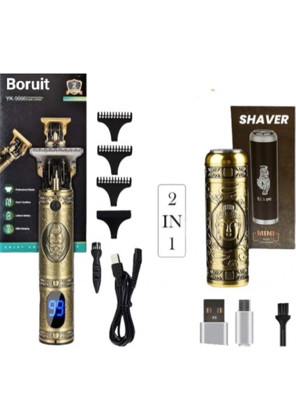 Boruit 2 In 1 Traş Makinesi Şarjlı Göstergeli Aliminyum Gövde