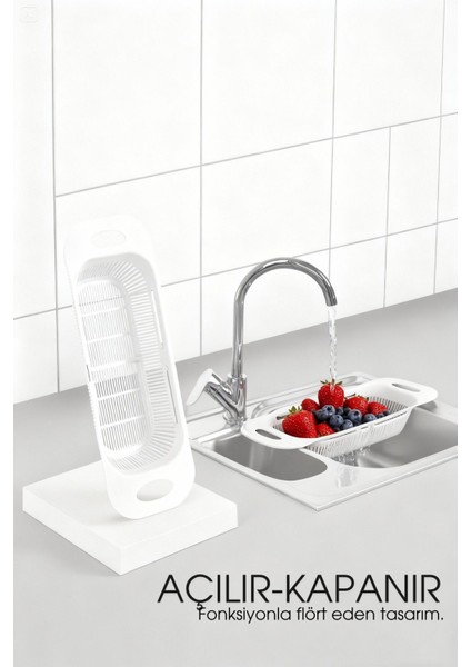 Ayarlanabilir Sürgülü Lavabo Süzgeci – Mutfak Için Pratik ve Şık Tasarım Beyaz 722438