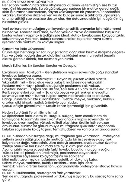 Ayarlanabilir Sürgülü Lavabo Süzgeci – Mutfak Için Pratik ve Şık Tasarım Beyaz 722438 modelleri