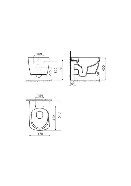 EG321 Elegant Rim-Off Kanalsız Duroplast Yavaş Kapanan Klozet Kapaklı Cool Grey Set