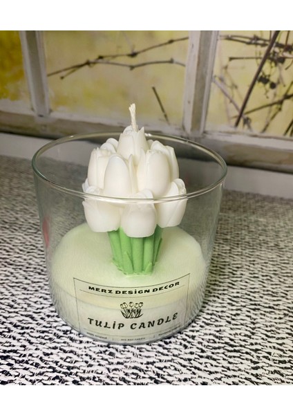 Dekoratif Kokulu Lale Buketi %100 Doğal Soya Wax Vegan Mum