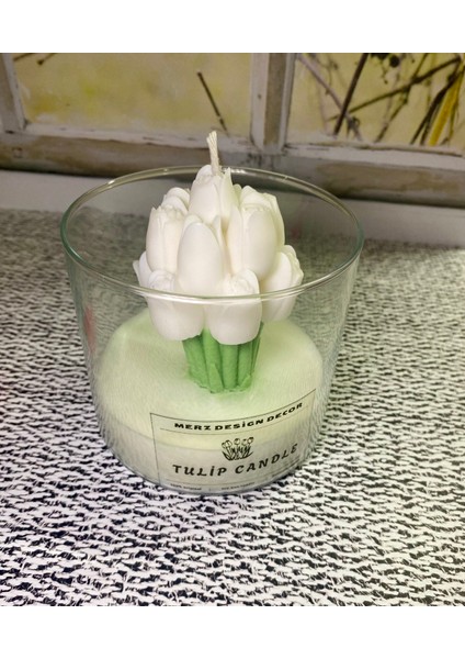 Dekoratif Kokulu Lale Buketi %100 Doğal Soya Wax Vegan Mum fiyatları
