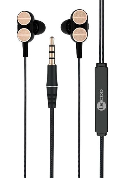 Lecoo EH102 3.5 mm Jacklı Siyah Kablolu Kulak Içi Mikrofonlu Kulaklık
