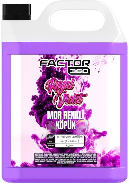 Royal Violet Mor Renkli Oto Yıkama Köpüğü Oto Şampuan 1:15 Konsantre 5 L