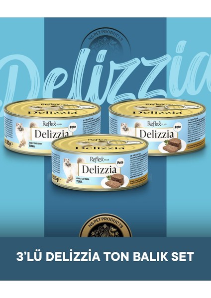 Plus Delizzia Yetişkin Ton Balıklı Pate Kedi Maması 3X85 Gram
