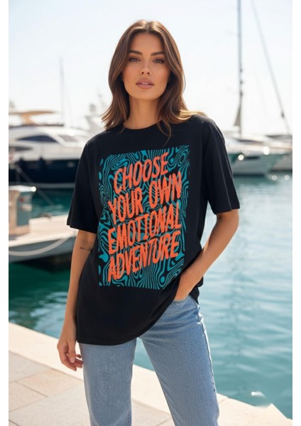 Baskılı Basic Kısa Kollu T-Shirt Siyah