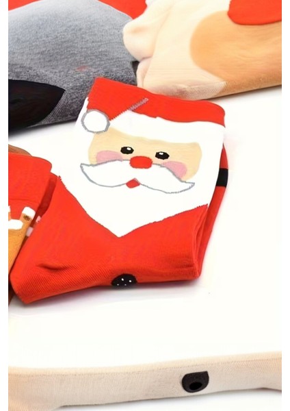 Unisex 1 Çift Noel Çorabı Yeni Yılbaşı Noel Baba Desenli Uzun Soket Çorap Kırmızı fırsatları