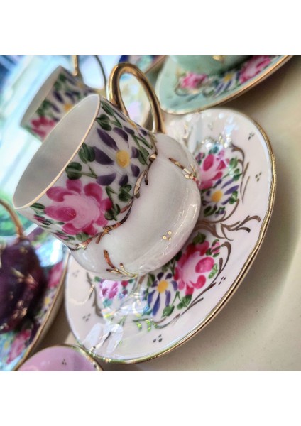 El Boyama Porselen Osmanlı Saray Kahve Fincanı-Beyaz 1 Adet fiyatları