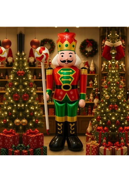 Yılbaşı Ayaklı Büyük Şekerli Kurşun Asker Folyo Balon 1 Adet 158X80 cm