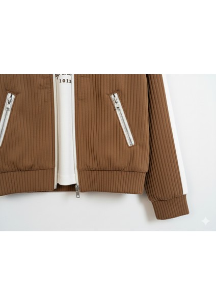 Erkek Çocuk Kahverengi Kolej Ceketli New York Baskılı Siyah Pantolonlu 3'lü Takım