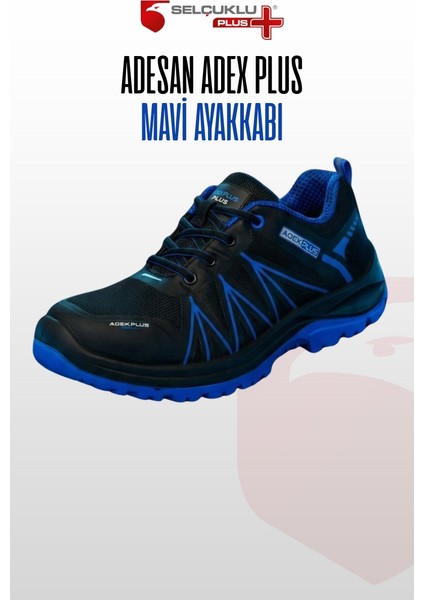 Adex Plus S1 Mavi İş Ayakkabısı Çelik Burun Kaymaz Taban İş Güvenliği Ayakkabısı