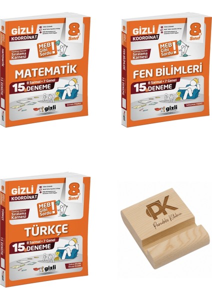 Gizli Lgs 8. Sınıf Koordinat Matematik Fen Vetürkçe Meb Tarzı 15LI Deneme 3lü Set + Telefon Standı