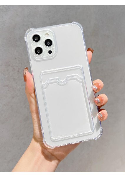 Apple iPhone 12 Pro Uyumlu Kartlıklı Kılıf Kamera Korumalı Anti Şok Şeffaf Kapak