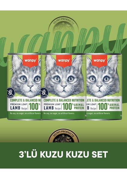 Kuzu Etli Ezme Kedi Konservesi 3X375 gr