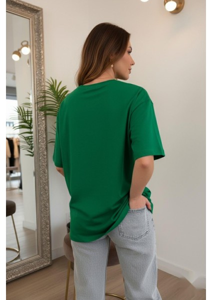 Baskılı Basic Kısa Kollu T-Shirt Yeşil fırsatları