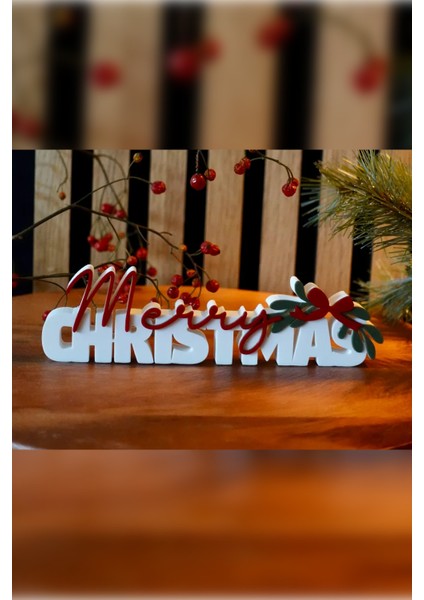 Merry Christmas Yazı Dekoru | Noel Word Art Süsü | Yılbaşı Masa ve Duvar Dekoru
