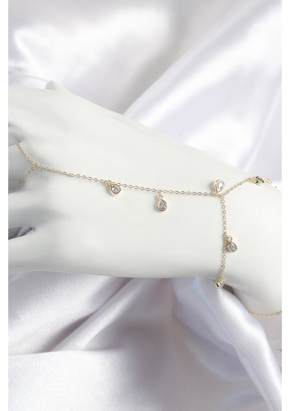 Pirinç Zirkon Taşlı Sallantılı Damla Renk Kadın Şahmeran - TJ-SN703