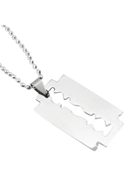 Jilet Çelik Kolye - Jilet Paslanmaz Gümüş Renk Çelik Kolye