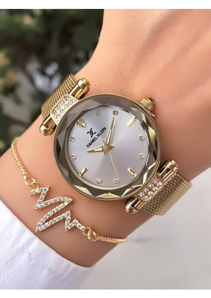 Orijinal Çelik Kordon Kadın Kol Saati 3 Atm Su Geçirmezlik Gold Renk Bileklik Hediyeli DK951C1