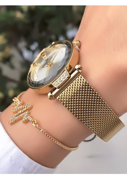 Orijinal Çelik Kordon Kadın Kol Saati 3 Atm Su Geçirmezlik Gold Renk Bileklik Hediyeli DK951C1 modelleri