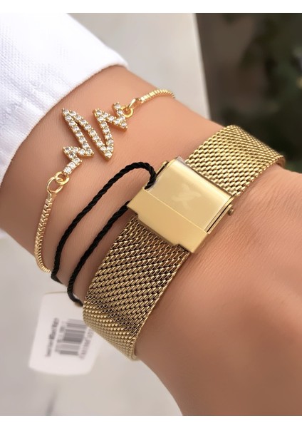 Orijinal Çelik Kordon Kadın Kol Saati 3 Atm Su Geçirmezlik Gold Renk Bileklik Hediyeli DK951C1 fırsatları