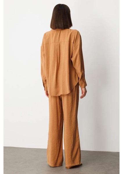 Uzun Kollu Rahat Kalıp Mocca Kadın Gömlek 54300-2Y5 fırsatları