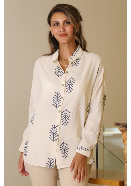 Etnik Desenli Taş Kadın Gömlek 3280-2Y5 modelleri