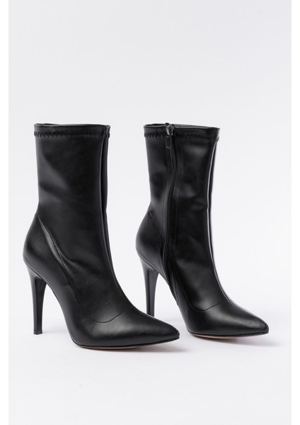 ZRİN-4811 Premium Siyah Ince Topuklu Fermuarlı Kadın Bot modelleri