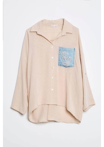 Çiçek Işlemeli Taş Kadın Gömlek M38051-2Y5