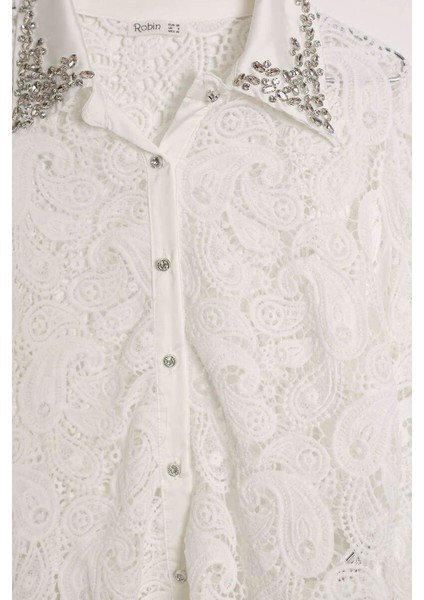 Taş Işlemeli Dantel Ekru Kadın Gömlek M38388-2Y5 fiyatları