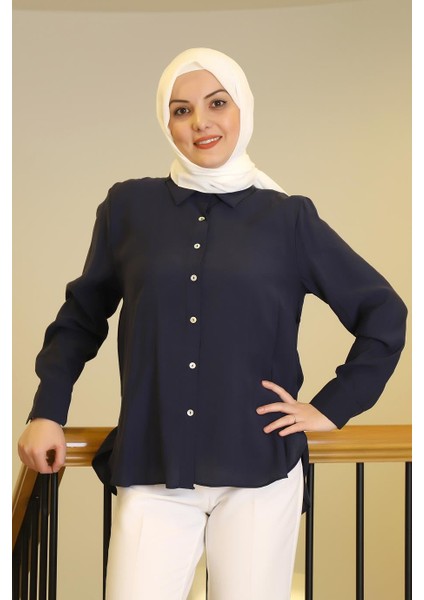 Uzun Kollu Navy Kadın Gömlek 32207-2Y5 fiyatları