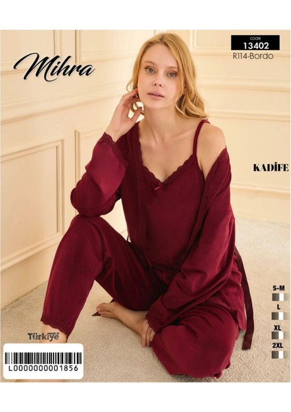 13402 Kadın Kadife 3'lü Pijama Takımı