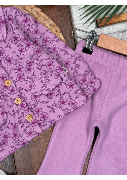 Pamuklu Selanik Örgüsü Gömlek Detaylı Kışlık Ispanyol Paça 2li Kız Bebek Takım indirimleri