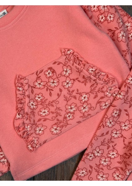 Premium Selanik Örgüsü Kadife Kumaş Çiçek Detaylı 2li Kız Bebek Takım indirimleri