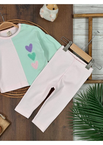 Pamuklu Kalp Desenli 2li Kız Bebek Takım fiyatları