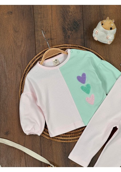 Pamuklu Kalp Desenli 2li Kız Bebek Takım modelleri