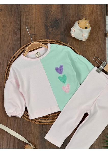 Pamuklu Kalp Desenli 2li Kız Bebek Takım fırsatları