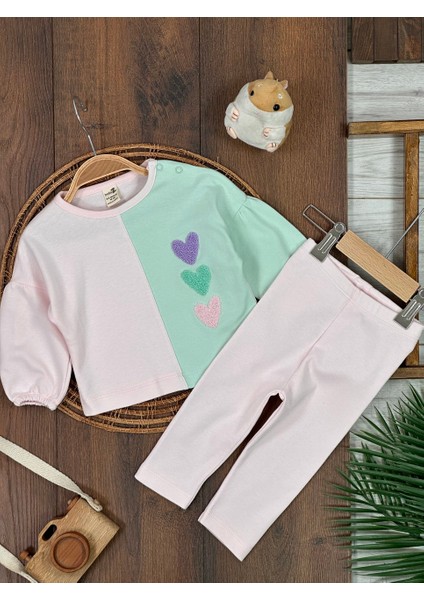 Pamuklu Kalp Desenli 2li Kız Bebek Takım indirimleri