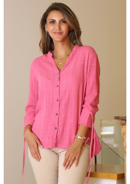Kolları Bağcıklı Fuşya Kadın Gömlek Nisan-2y5 fiyatları