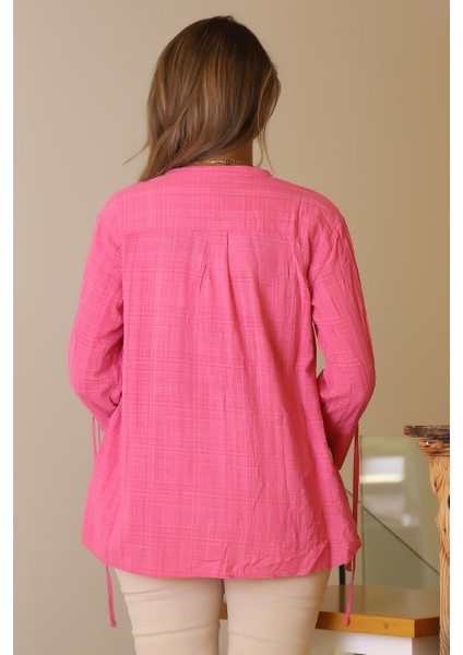Kolları Bağcıklı Fuşya Kadın Gömlek Nisan-2y5 fırsatları