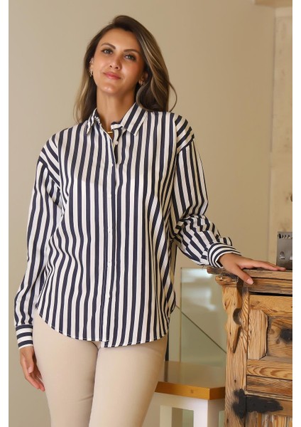 Uzun Kollu Çizgili Laci Kadın Gömlek 7844-2Y5 modelleri