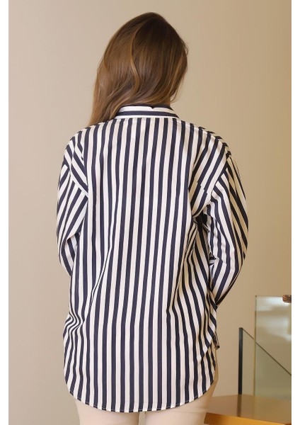 Uzun Kollu Çizgili Laci Kadın Gömlek 7844-2Y5 fırsatları