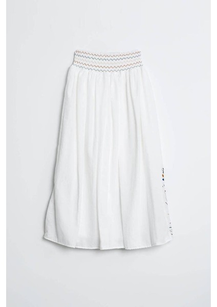 Nakış Işlemeli Beli Lastikli Ekru Kadın Etek M37055-2Y5 modelleri