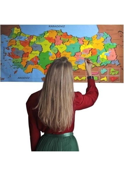 ® Renkli Türkiye Haritası Manyetik Yapıştırıcı Gerektirmeyen Duvar Stickerı 118 cm * 56 cm fiyatları