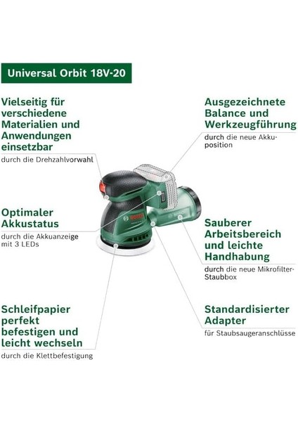 Universalorbit 18V-20 Solo Zımpara, Aküsüz fiyatları