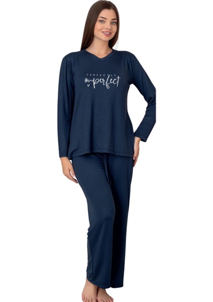 Limissi Lacivert Uzun Kollu Kadın Pjamaı 26613