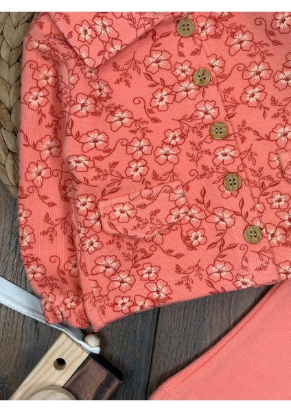 Pamuklu Selanik Örgüsü Gömlek Detaylı Kışlık Ispanyol Paça 2li Kız Bebek Takım modelleri